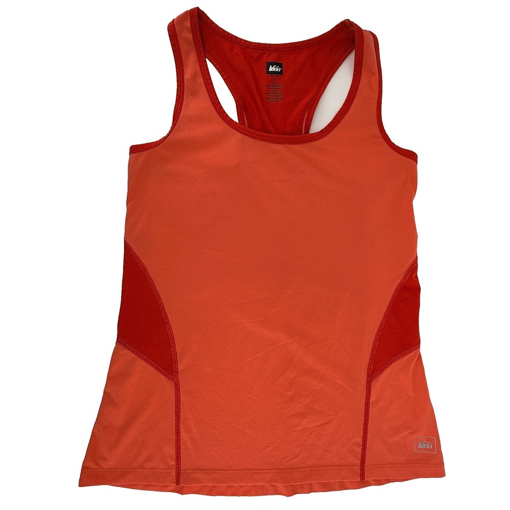 REI Co Op Tank Top Womens Small Orange‎ Racerback Mesh Running Workout Shirt